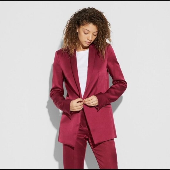 Theory Mullholland Satin BF Blazer in Malbec  |  Size 0  |  NWT - Picture 1 of 8
